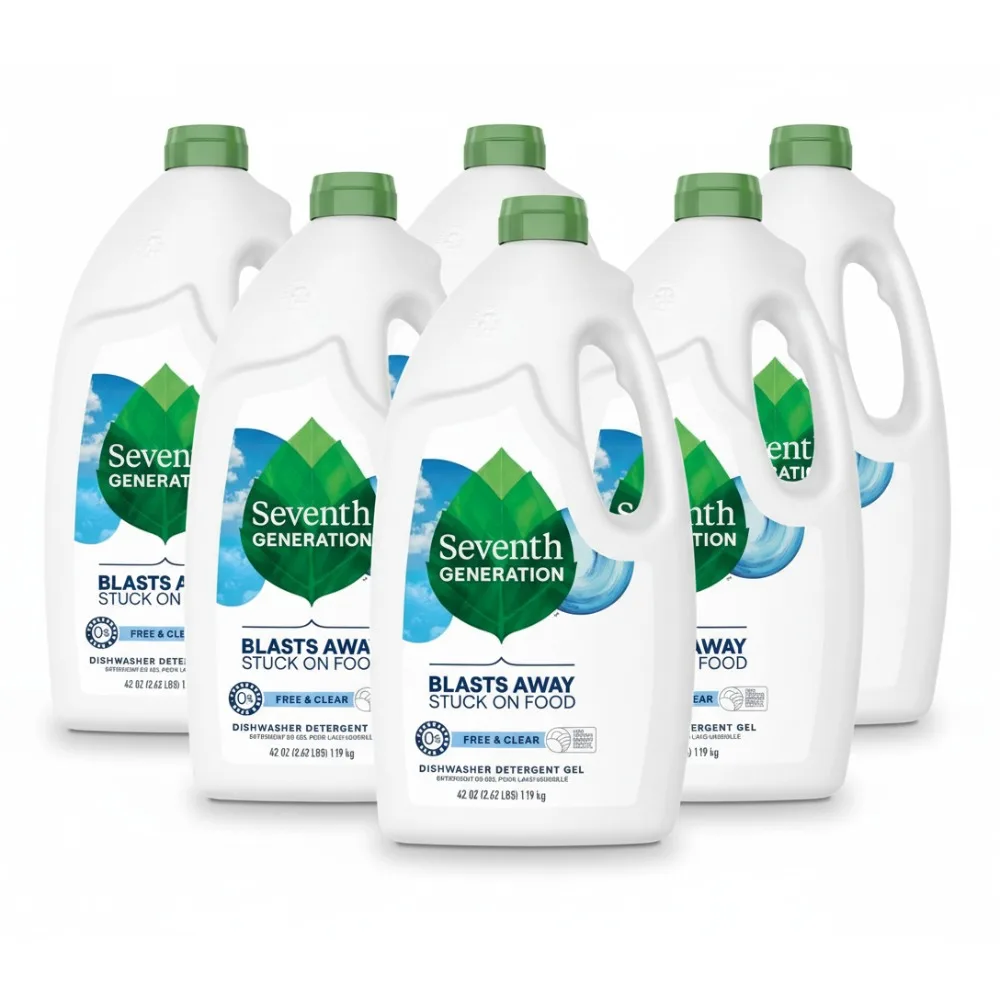 

Plant-Based Dishwasher Detergent Gel, Fragrance-Free & Eco-Friendly, 42 oz Pack of 6 for Sparkling Clean Dishes
