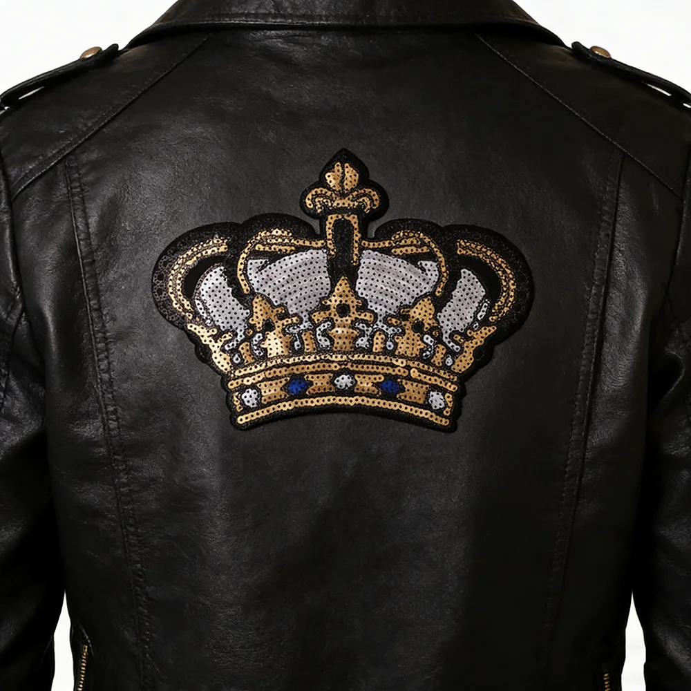 Queen Crown Patches Sequins Patch Golden Big Size T-shirts Cartoon Decoration For Clothes DIY Iron On Patches Appliques