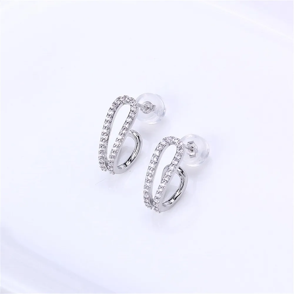 14K Gold Plated Inlaid Zircon Earring Settings,Pearl Earring Fixtures,Earring Hooks,Accessories For Earrrings,Jewelry Materials