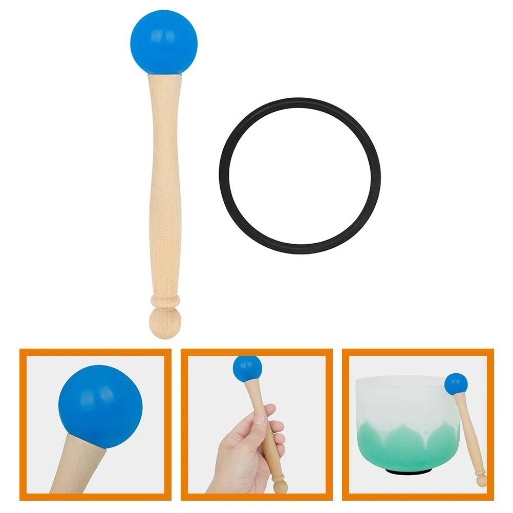 

1Set Crystal Singing Bowl Mallet Rubber Head Wooden Handle Sound Bowl Mallet Lightweight Practical for Meditation Performance