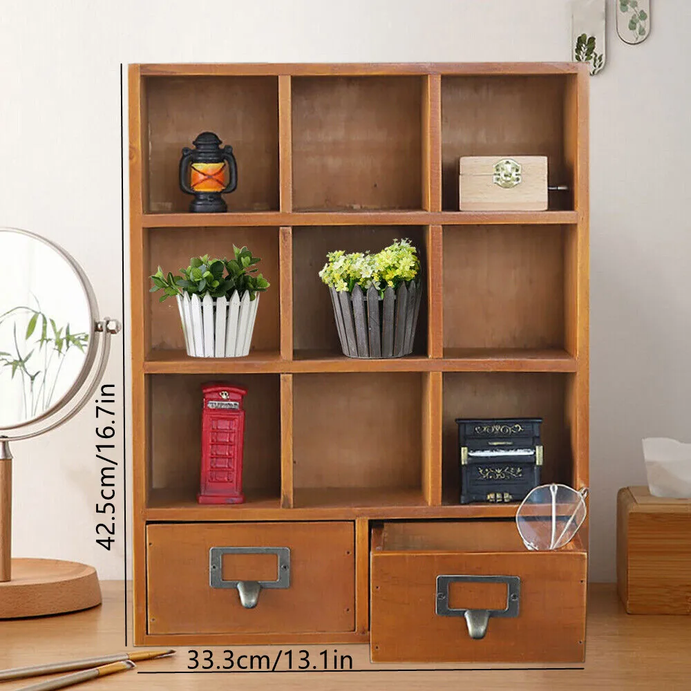 Robustes Aufbewahrungsregal aus Holz, Vintage-Vitrine aus Holz mit Metallgriff