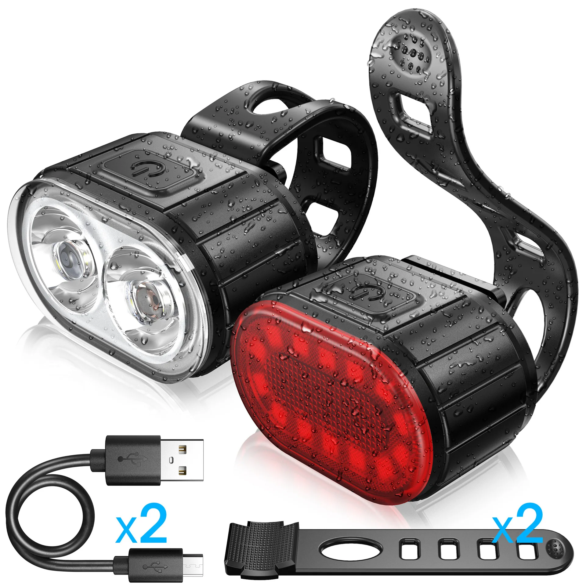 

Cycling Light Bicycle Front Rear Set Bike USB Charge Headlight Light MTB Waterproof Taillight LED Lantern Bicycle Accessories