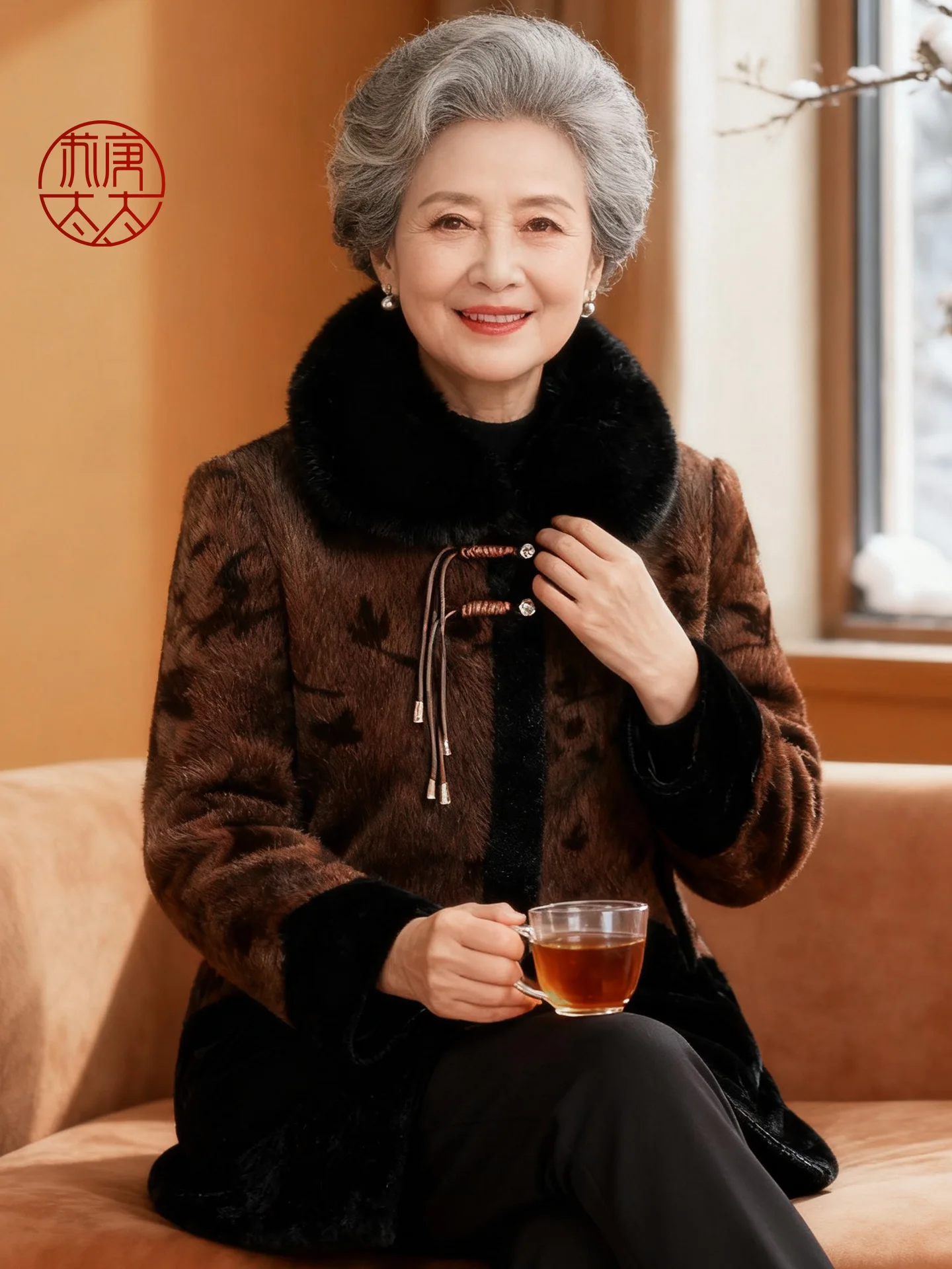 

Зимнее пальто Andma с меховым воротником, теплое, на флисовой подкладке, традиционный женский костюм Тан, верхняя одежда