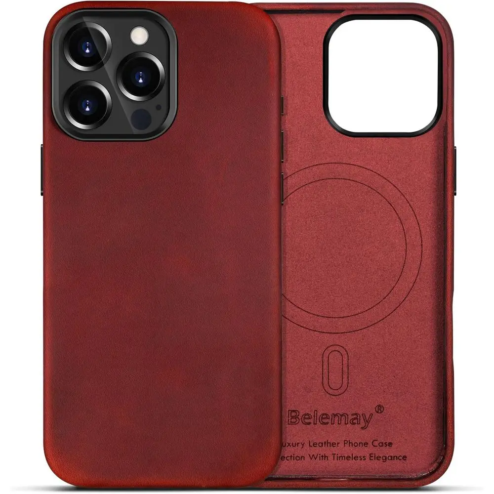 حافظة جلدية لهاتف آيفون 16 برو على الطراز العتيق مع MagSafe وزر كاميرا، جلد كريزي هورس الفاخر، باتينا فريدة من نوعها، مريحة #1