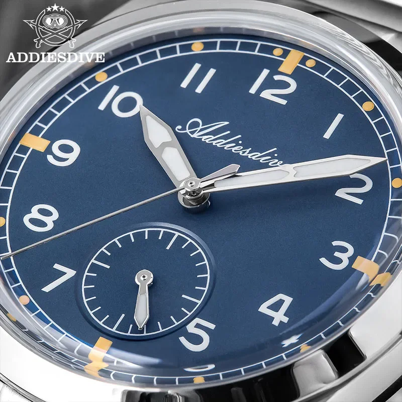 ADDIESDIVE NUOVO Orologio Da Uomo In Acciaio Inox VH60 Movimento Nero/Blu Orologi Bubble Specchio di Vetro Impermeabile Orologio Luminoso Maschile