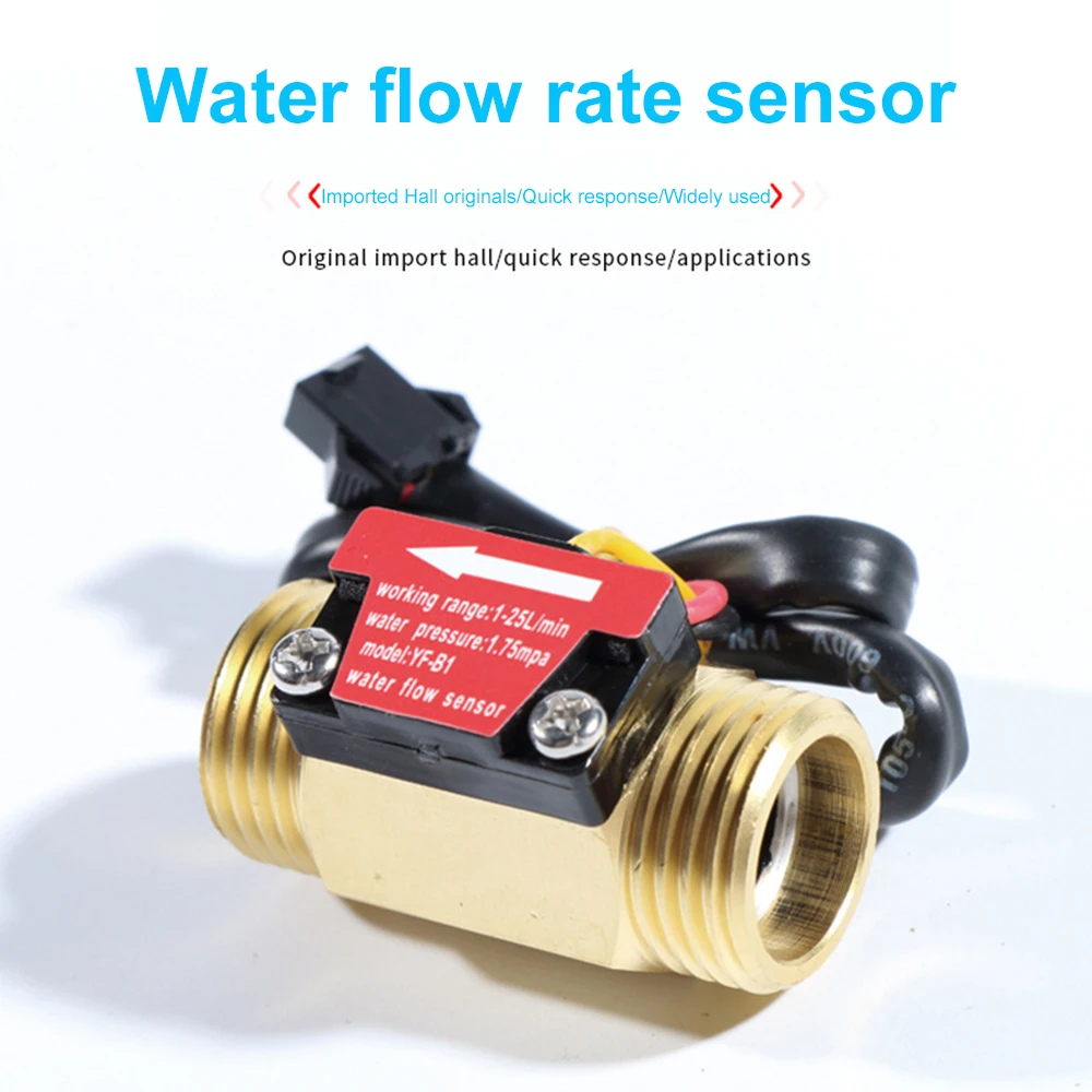 Gaqqee  G1/2'' Water Flow Hall Sensor Switch Flow Sensor 1-25L/min Flow Meter For Industrial Control (Brass) image 3