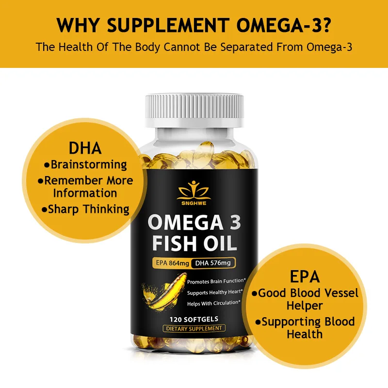 Omega-3 Fish Oil Rich In DHA and EPA-benefits the cardiovascular system,protects eye fatigue,cognitive function-Improve Memory