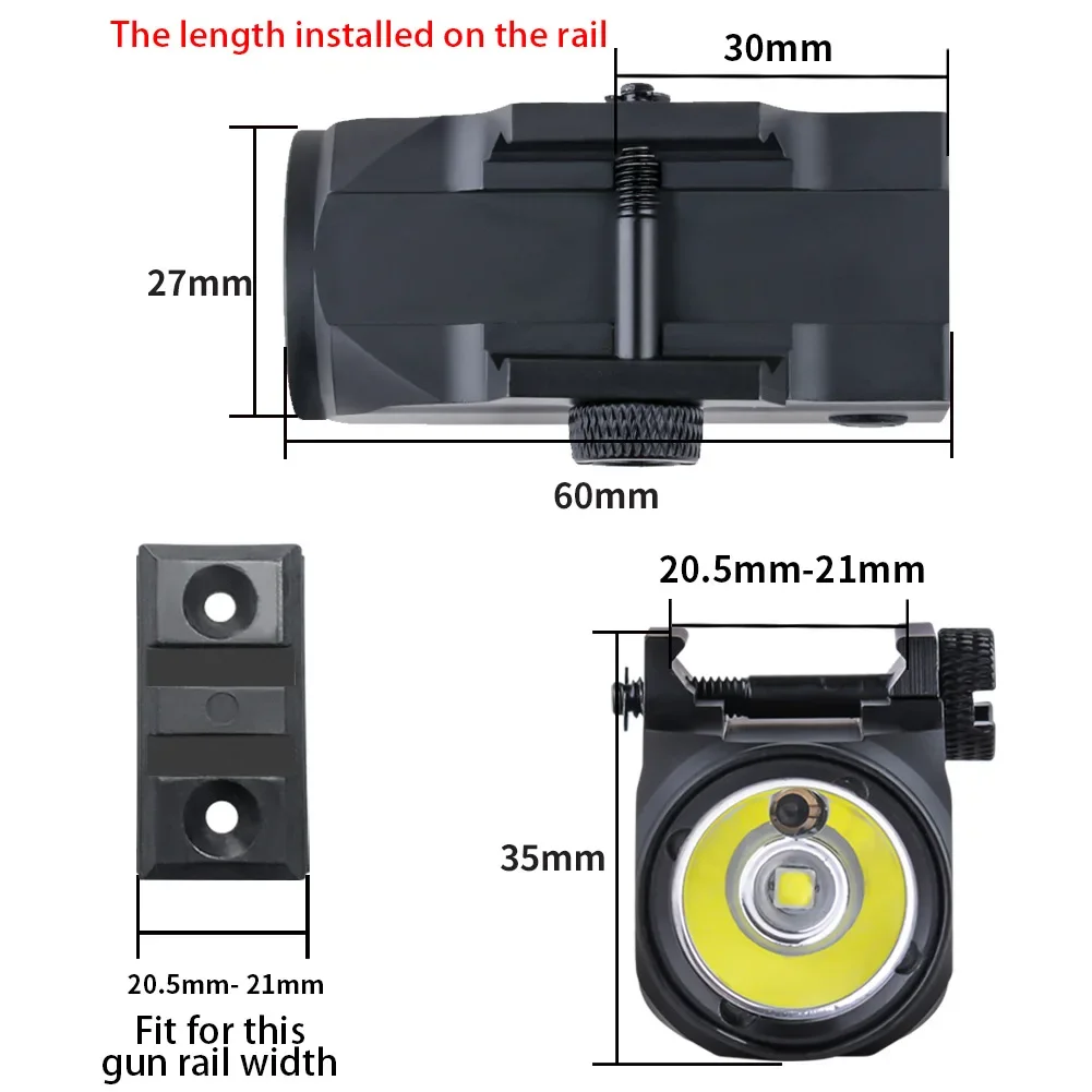 ไฟฉายยุทธวิธี MGL-033SR สีแดงเลเซอร์ LED การระเบิดแสงที่แข็งแกร่งกระพริบลงราวแขวนกันน้ําชาร์จ