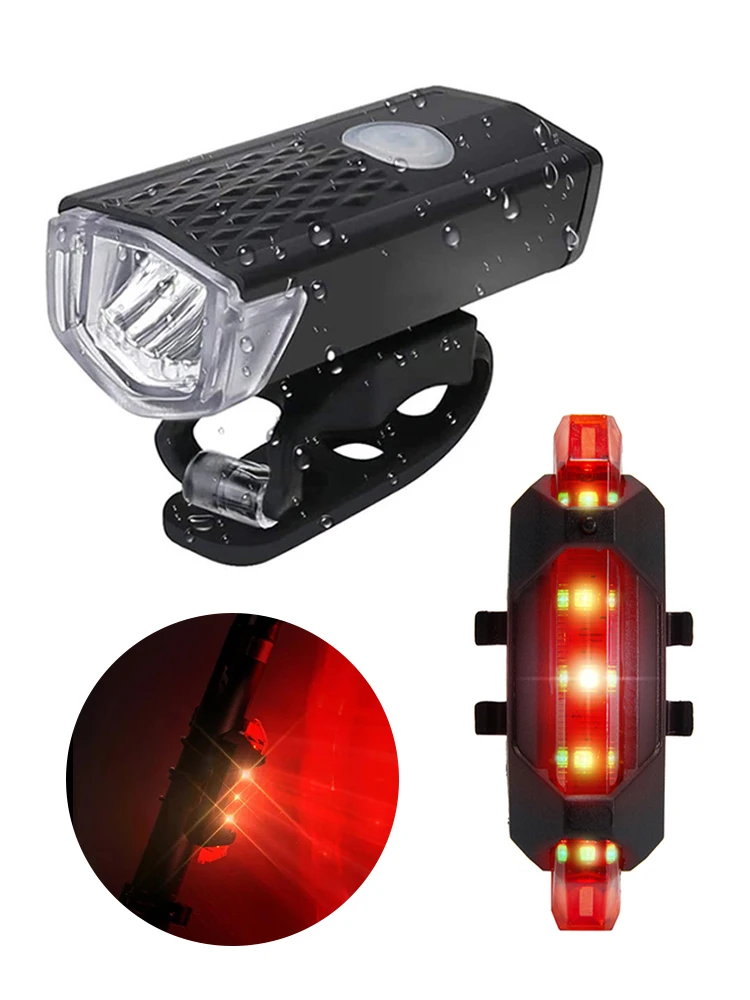 AliExpress HUA Bike Bicycle Light USB LED Rechargeable Set MTB Road Bike Front Back Headlight Lamp Flashlight Cycling Cycling Accessories