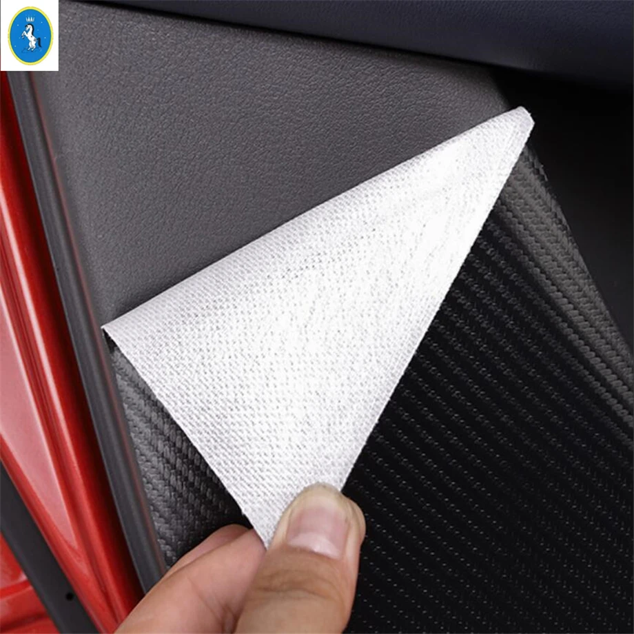 Fit For Mazda CX-30 2020 - 2024 Carbon Fiber Auto Accessories Inner Door Anti-Kick Protective Pad Sticker Protection Pu Leather