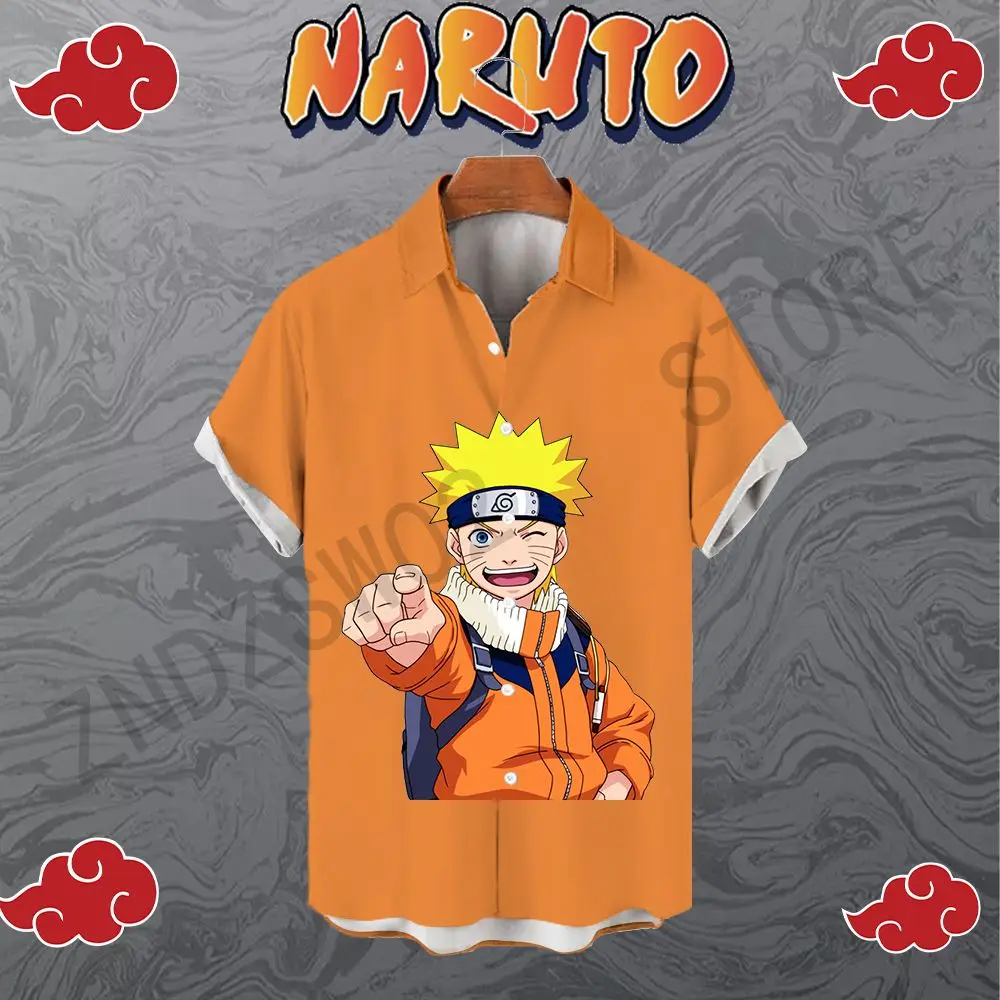 Naruto Shirts for Men Beach Style Men's Shirt Clothing Y2k Oversized Streetwear Short Sleeve Fashion Anime 5XL Seaside Trip 2023