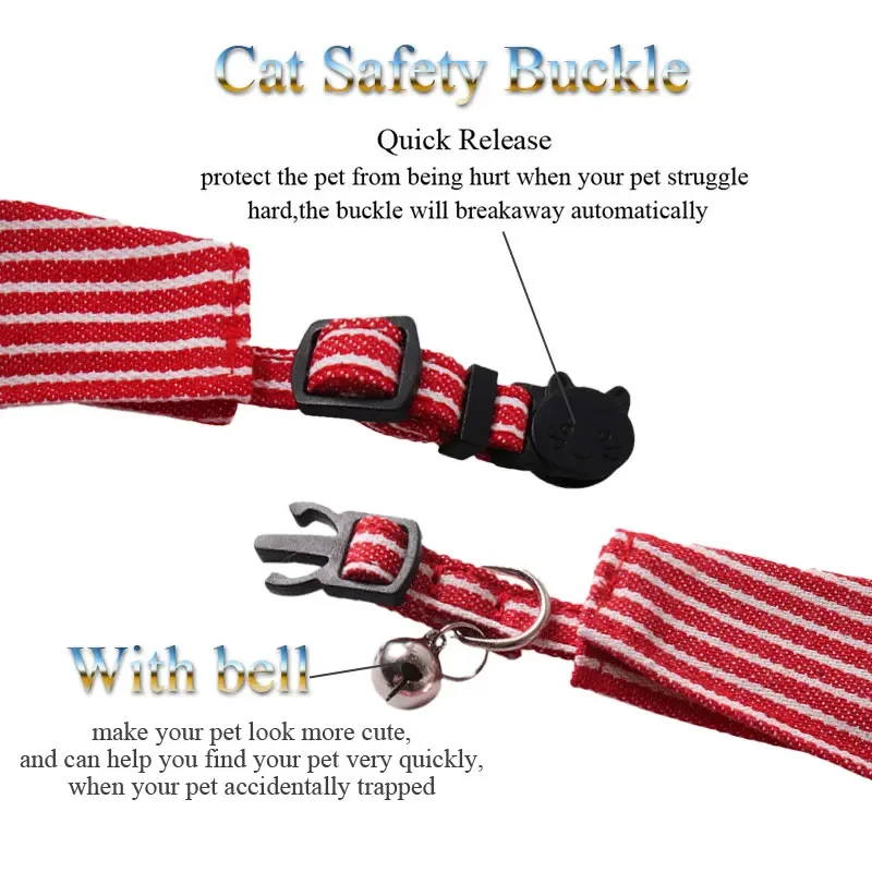 Fashion Small Cat Tuxedo Collar Gato Bowtie with Bell Denim Stripe Pet Dog Collier Chain for Kitten Cats Birthday Formal Suit