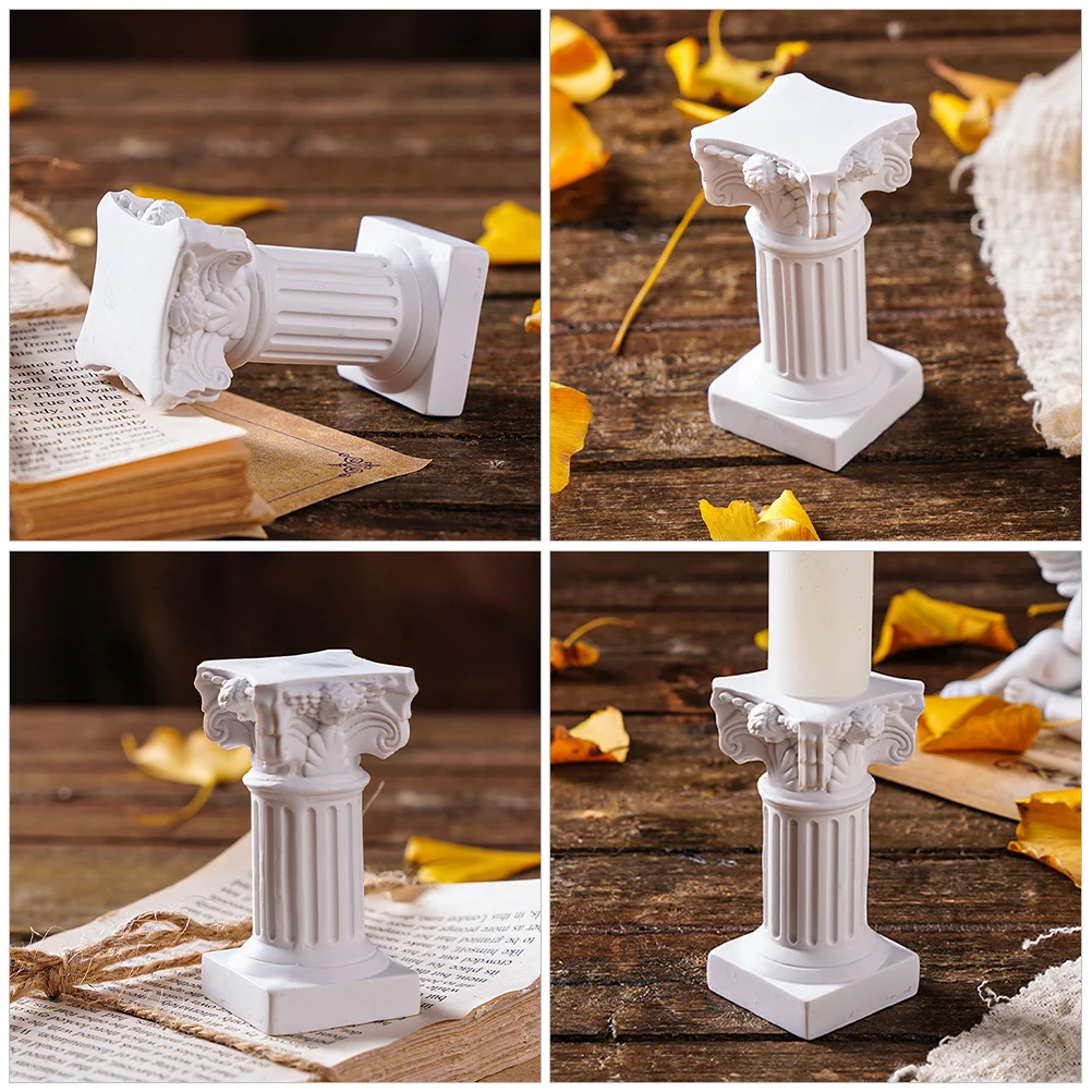 

6pcs Resin Roman Column Holder Elegant Desktop Ornament For Living Room Kitchen Party Festival Gift Decor