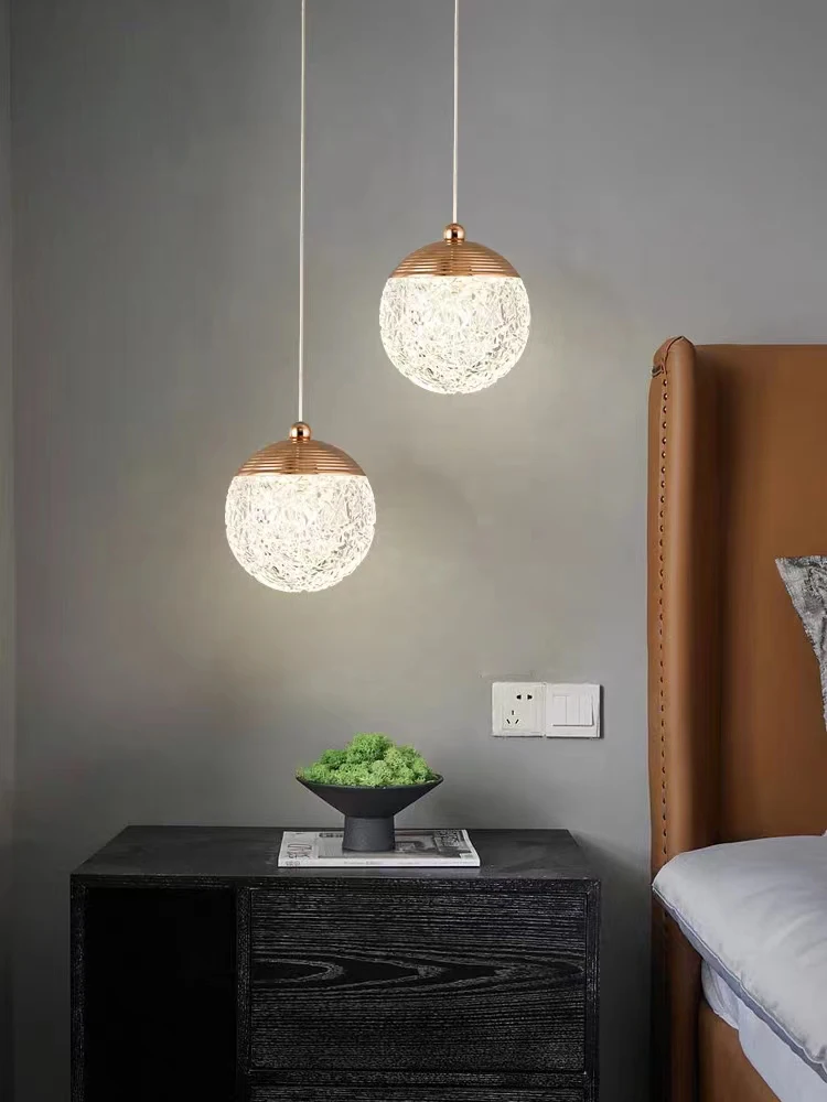 Round Ball Acrylic LED Pendant Light Nordic Indoor Lighting Living Room Decor Dining Tables Bedside Bedroom Hanging Lamp