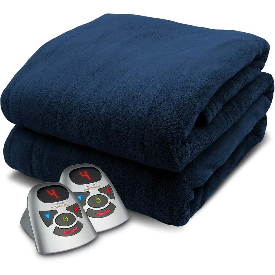 

Micro Plush Electric Heated Blanket with Digital Controller Queen Navy Blue