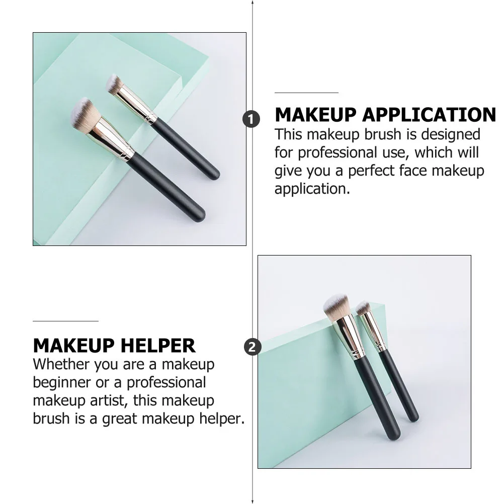 2 stuks Foundation Make-up Kwasten Ergonomische Vloeibare Crème Concealer Poeder Gezicht Blending Cosmetica Brush Tool voor Vrouwen Professional