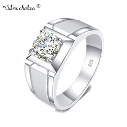 2 carat Moissanite Rings For Men 925 Sterling Silver White Gold plated Engagement Wedding Mens Jewellery Trendy Gifts Christmas