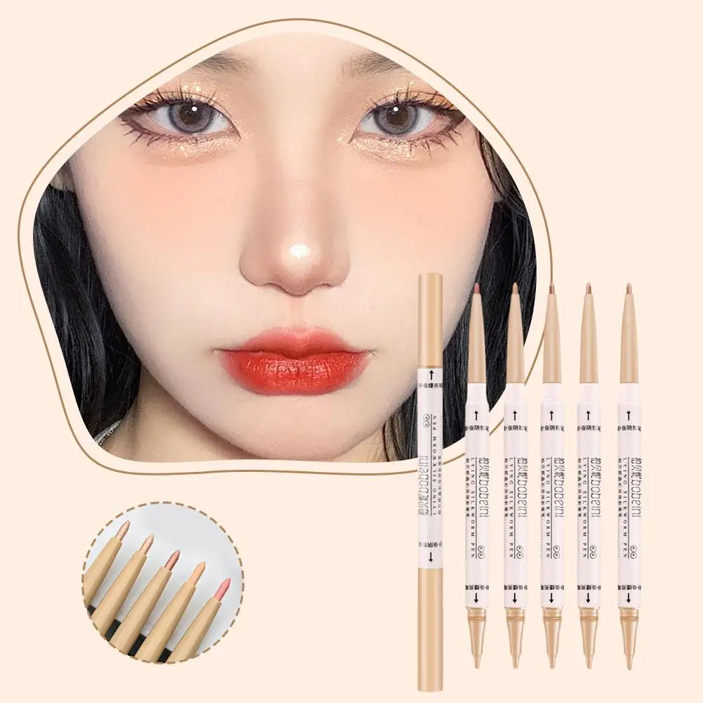 Smooth Lying Silkworm Eyeliner Not Easy to Fade Quick-drying Pencil Under-eye Pencil Waterproof Sweatproof Double-ended Eye P9Z1