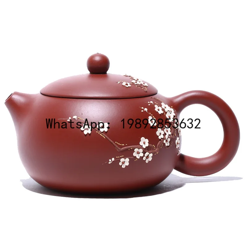 

PYJ famous big red pure handmade robe purple clay pot, dark fragrance Xishi plum blossom teapot travel tea set 1