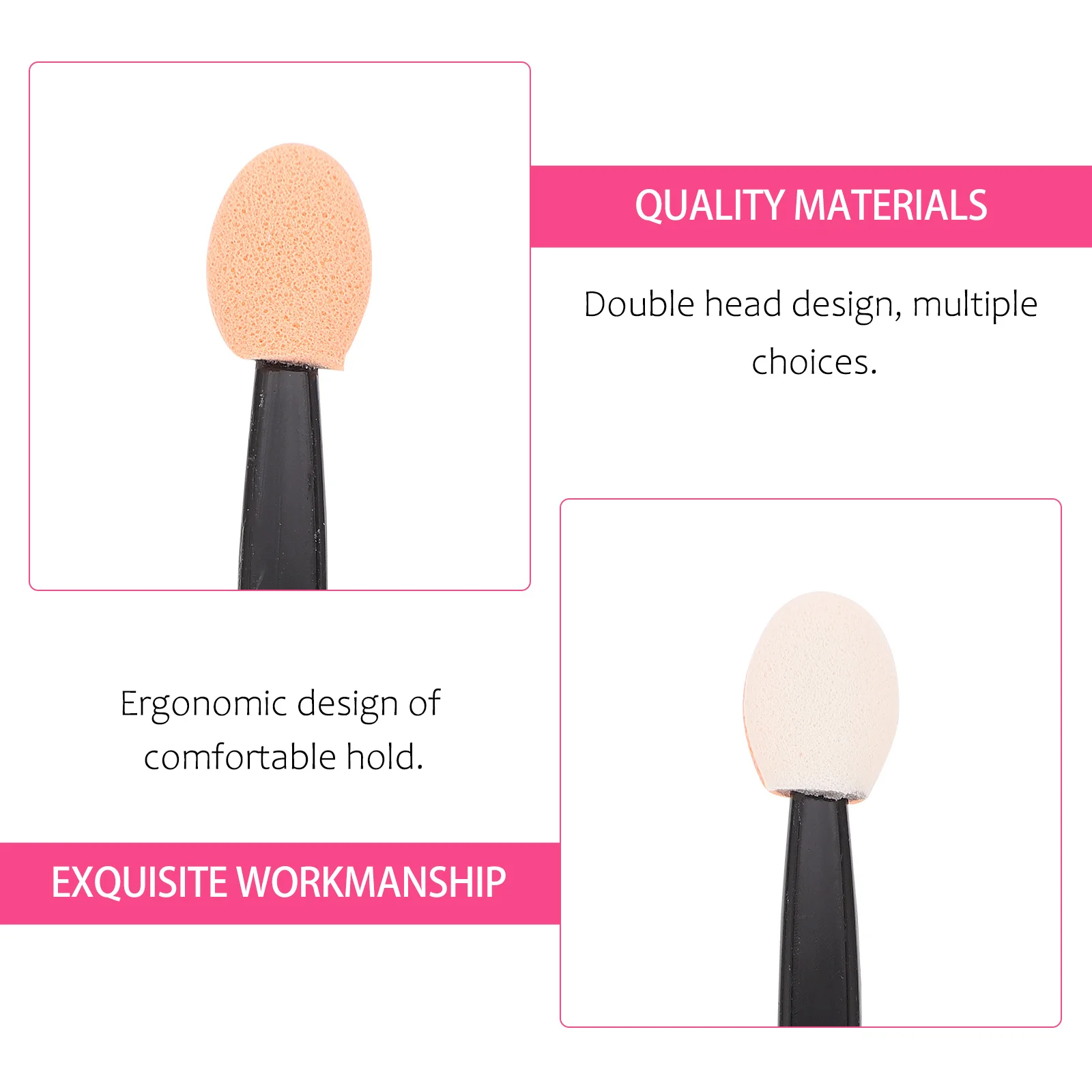 

100Pcs Eyeshadow Brush Professional Dual-Ended Sponge Sticks Soft Tipped Oval Applicator for Smudge Proof Eye Makeup Design Use