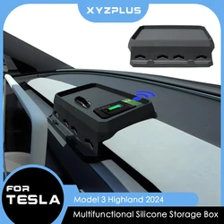 Storage Box For Tesla Model 3 Highland 2024 Multifunctional Silicone Dashboard Storage ETC Tray Instrument Panel Tissue