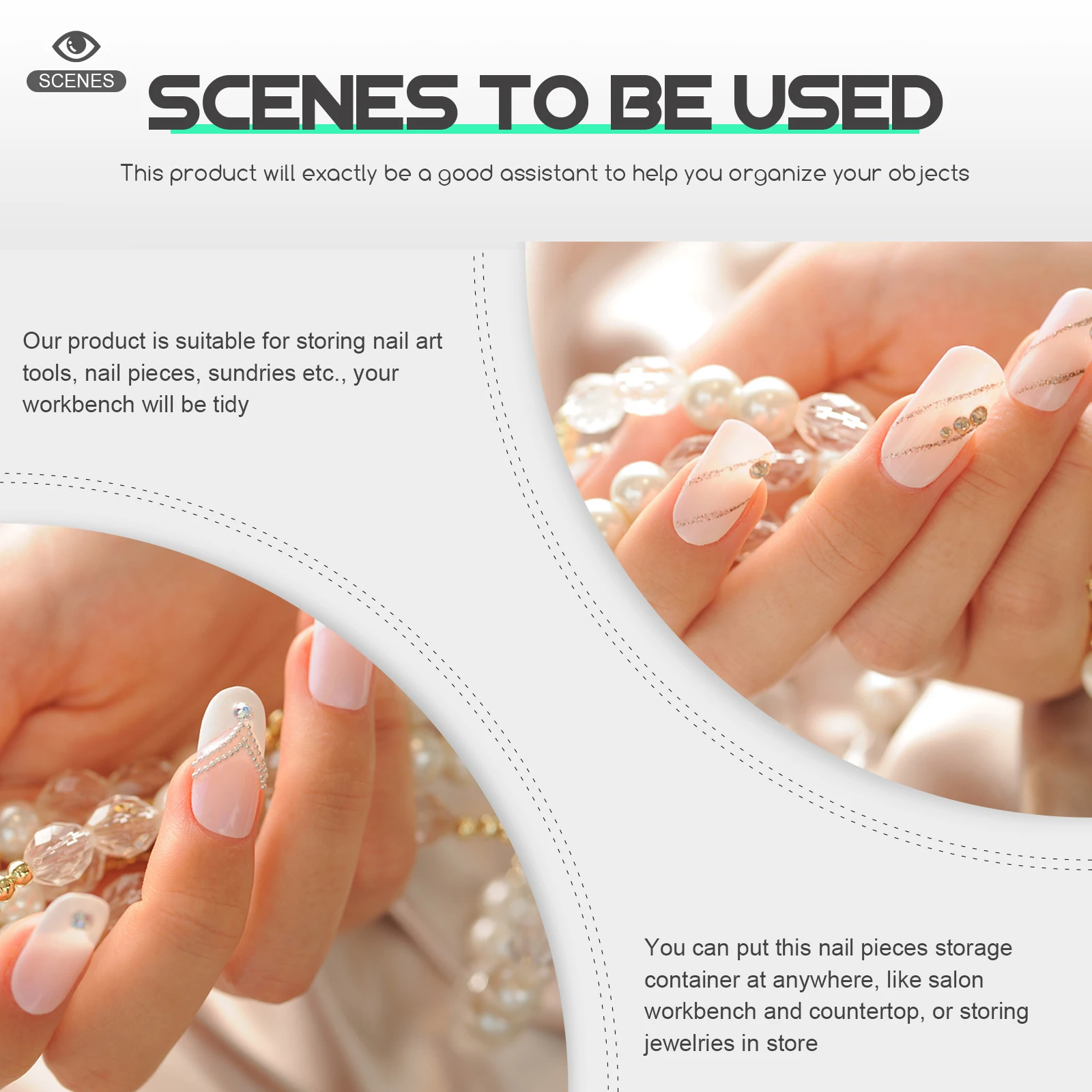 

12pcs Fake Storage Box Tips Organizer Transparent Nail Pieces Holder Dust-Proof Compact Lightweight Manicure Display Sturdy