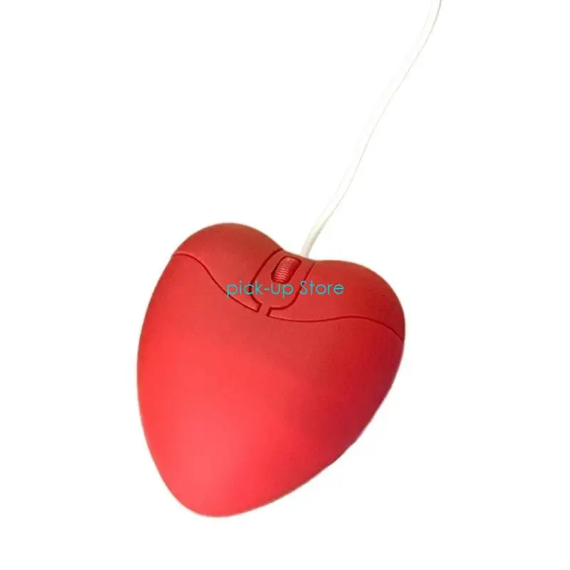 Q5WA Love Heart Shaped USB Mouse Funny Lovely Corded Student Mouse Creative Gifts