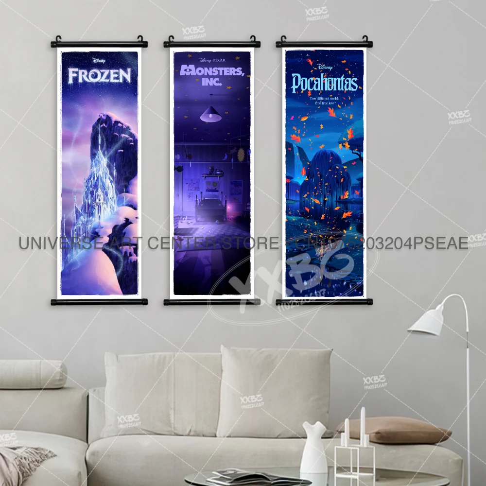 Disney Poster Zootopia Hanging Painting Winnie Wall Art Frozen Scrolls Pictur The Lion King Home Decoration Peter Pan Wallpaper