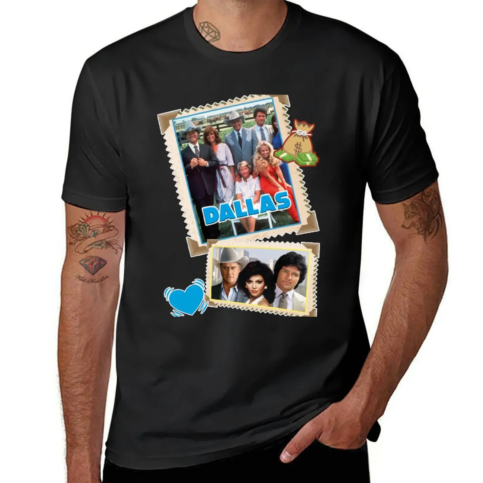 The Dallas soap opera is about the intrigues of money and power in the Ewing family T-Shirt blanks men clothing