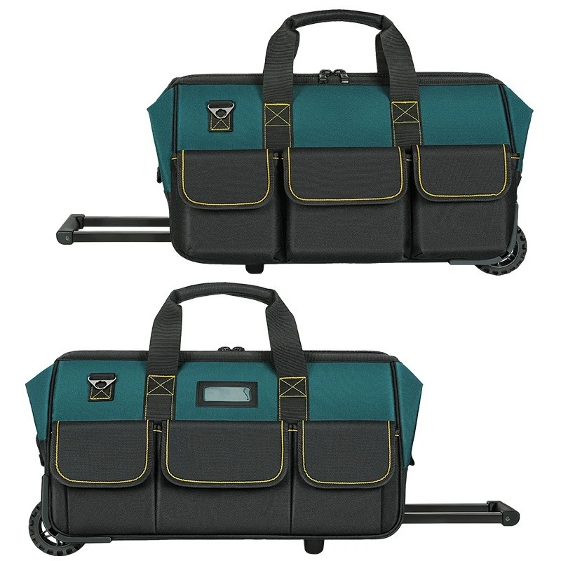 Rolling Tool Bag ,Heavy-duty Tool Kit Large Pull-rod Tool Box Oxford Cloth Repair Special Electrician Bag With Durable Wheels