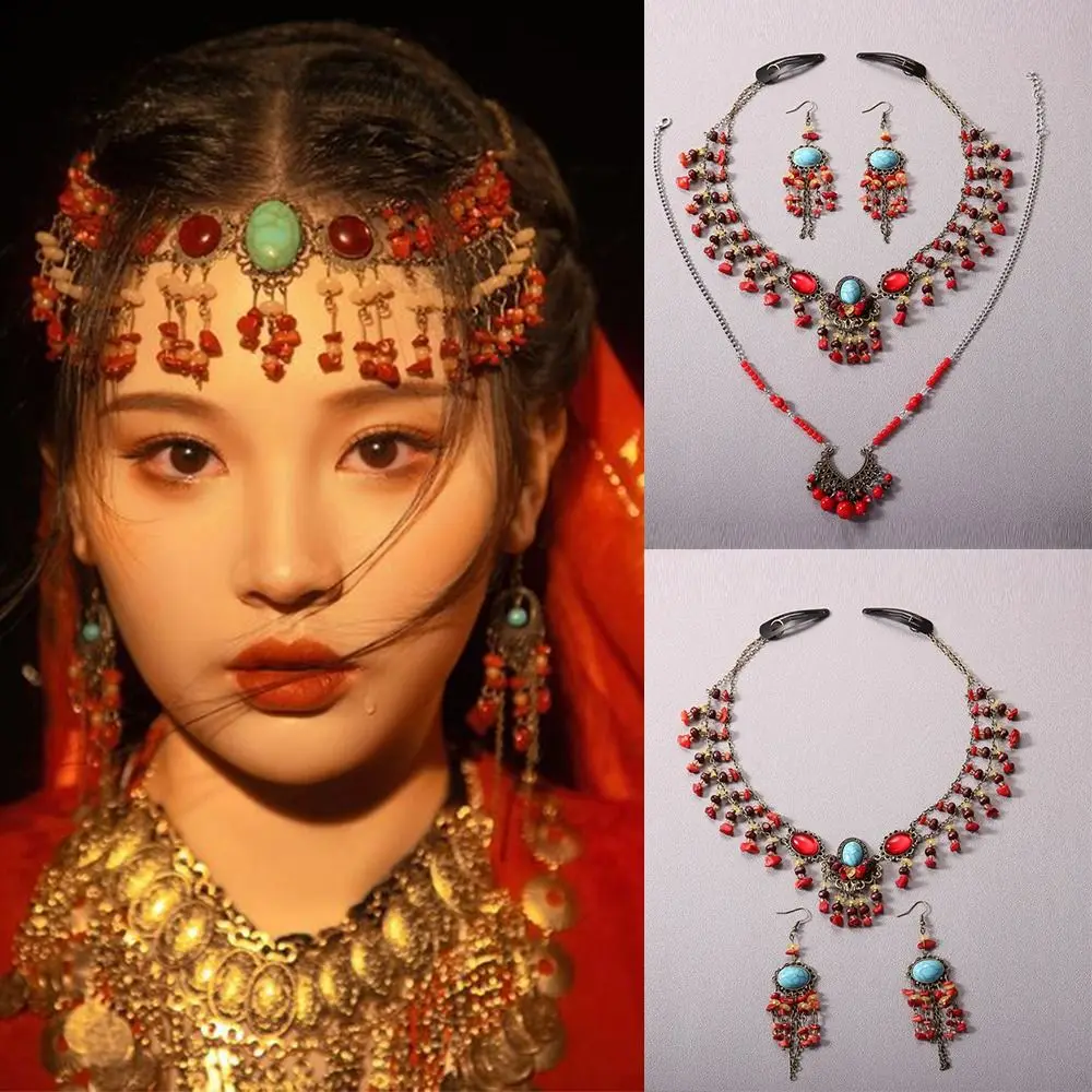 خمر العرقية نمط رئيس سلسلة متعدد الألوان الخرز يدويا مهرجان الجبين سلسلة البوهيمي أنماط الحاجب قلادة