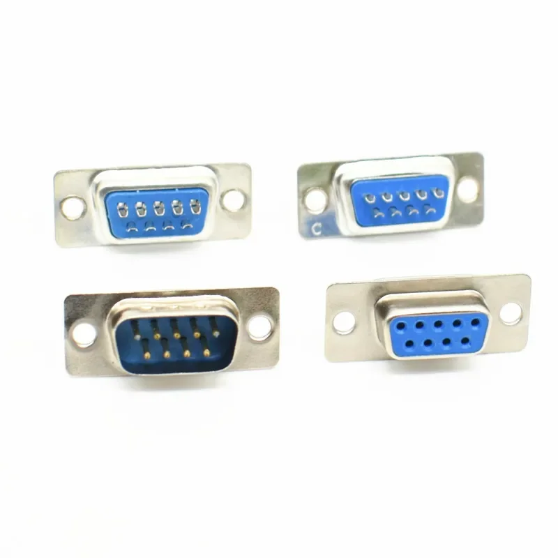 10pcs DB9 Female Male Socket Plug Connectors 9pin Copper RS232 COM Socket Adapter RS232 Serial Port Connector Wholesale Price