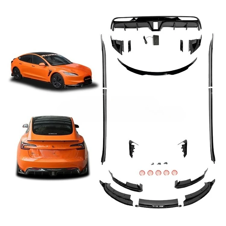

Auto Parts Body Kit for Model 3 Upgrade, Bright Black/Matte Black/Carbon Fiber Exterior Body Kit with Front Lip Diffuser
