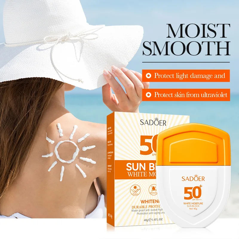 Protector Solar SADOER FPS 50+ para Rostro, Cuello y Cuerpo, Bloqueador Solar, Protector Blanqueador, Crema Solar PA+++