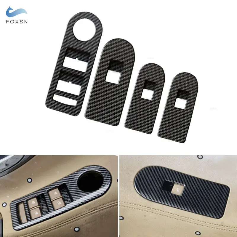 For Buick Lacrosse 2009 2010 2011 2012 Car Interior Door Armrest Window Switch Cover Trim Accessories ABS Carbon Fiber Grain