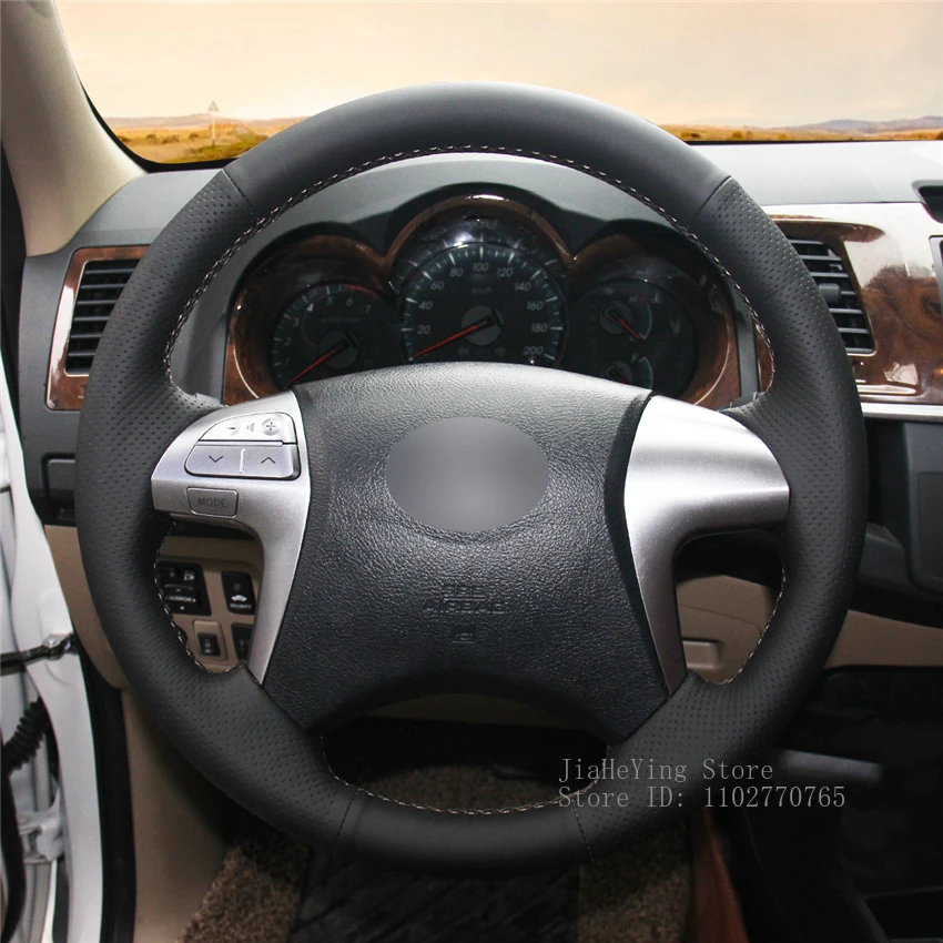 

DIY Hand-Stitched Non-slip Leather Steering Wheel Cover Wrap for Toyota Fortuner Hilux 2012-2015 Interior Accessories