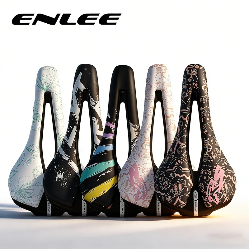

ENLEE Bike Hollow Seat EVA Breathable Waterproof Bicycle Saddle Wear-resistant Graffiti Bike Cushion Comfortable Bicycling Part