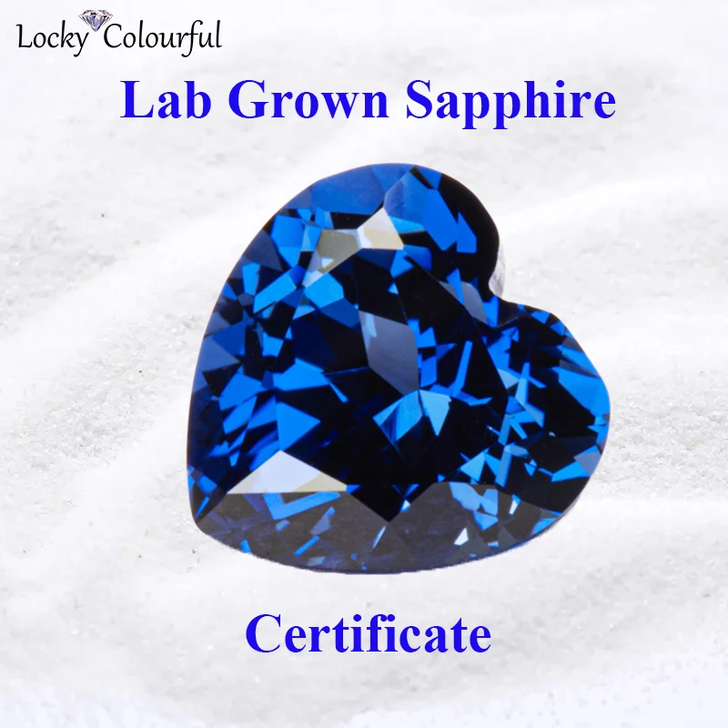 

Lab Grown Sapphire Royal Blue Color Heart Shape Top Quality Charm Beads for Diy Jewelry Making Rings Selectable AGL Certificate