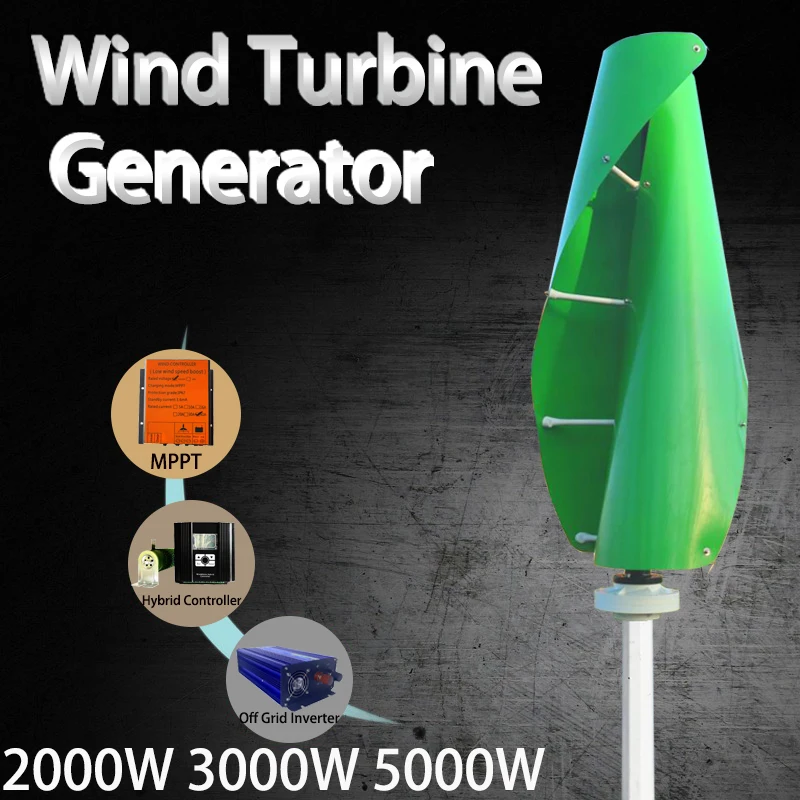 

Wind Turbine 5000W 3000W Vertical Axis Maglev Plant High Voltage Generator 5000W 12V 24V Hybrid Charge Controller For Home Use