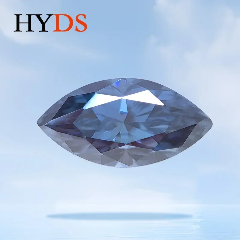 

Moissanite Lighe Royal Blue Color VVS1 Natural Marquise Shape for Fashion Jewelry Making Ring Bracelet Materials GRA Certificate