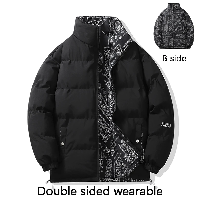 Men\'s autumn and winter cotton jacket with warm and comfortable padding thick down jacket 2024 new double-sided clothes S-4XL