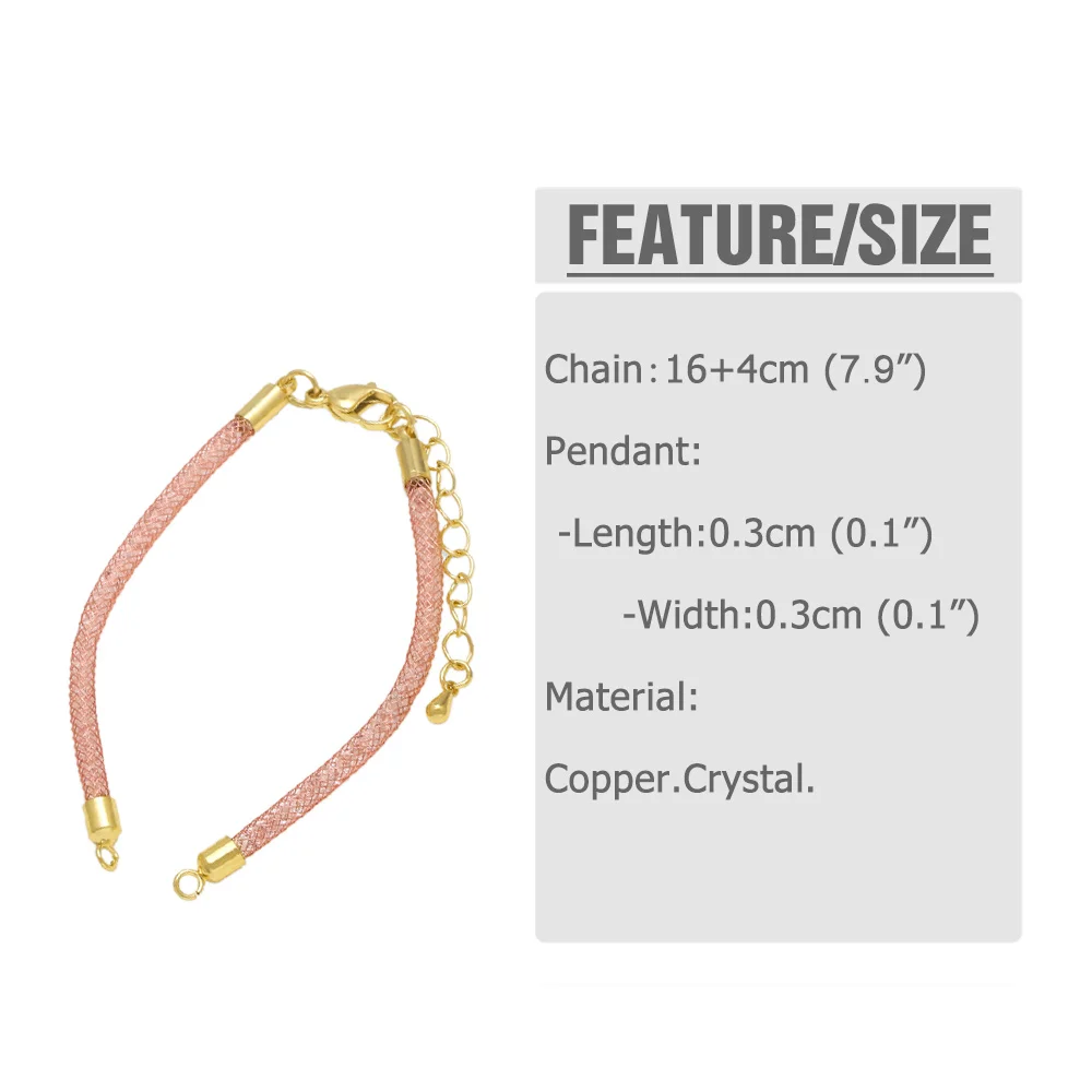 OCESRIO Trendy Multicolor Mesh Crystal Bracelet Chain Copper Silk Tube Bangle Handmade DIY Jewelry Making Finding brtg23