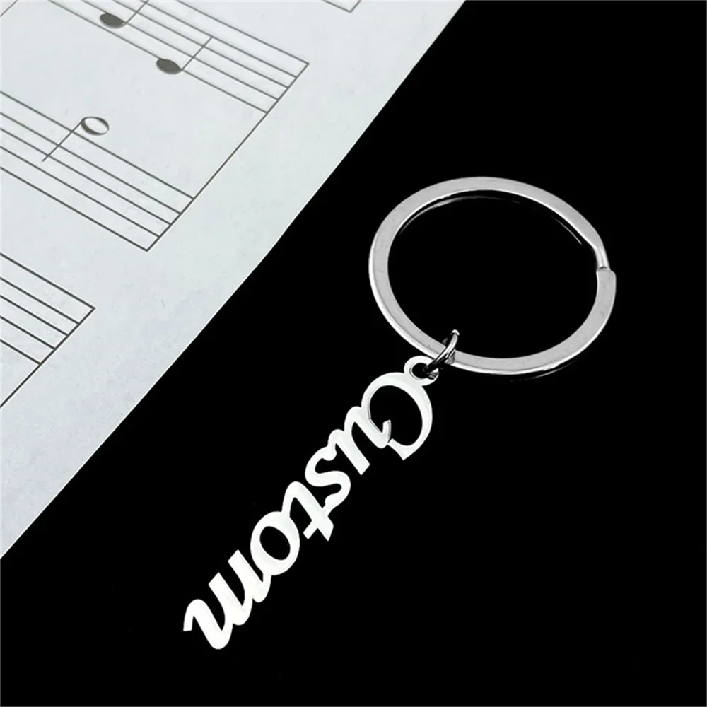 カスタム名キーホルダー女性のためのパーソナライズされた手書きフォントステンレス鋼シルバーゴールドネームプレートペンダントキーリングジュエリーギフト