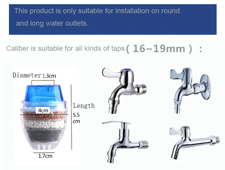 Strumento di purificazione del filtro del rubinetto del bagno del filtro del rubinetto della cucina del depuratore di acqua del carbone attivo di 5 strati per uso domestico