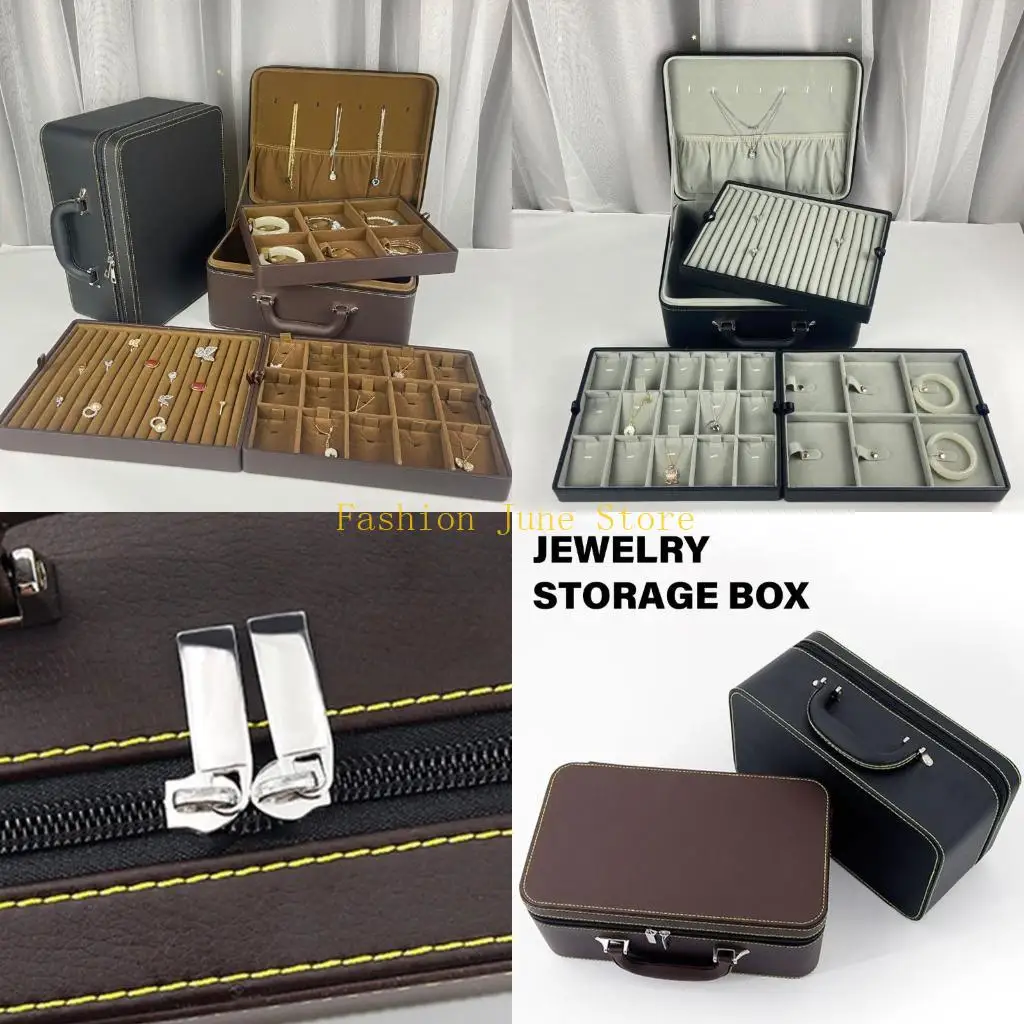 

N5KA Sturdy Leather Jewelry Holder with Drawers Portable for Home Decoration Elegant