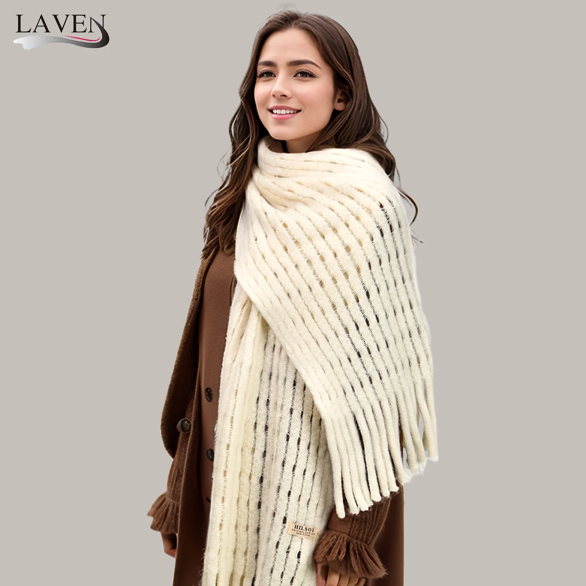 

Solid Knitted Tassel Scarf Woman Winter Warmer Shawl Fashion Long Wraps Stoles Thick Soft Muffler Outddor Windproof Scarves