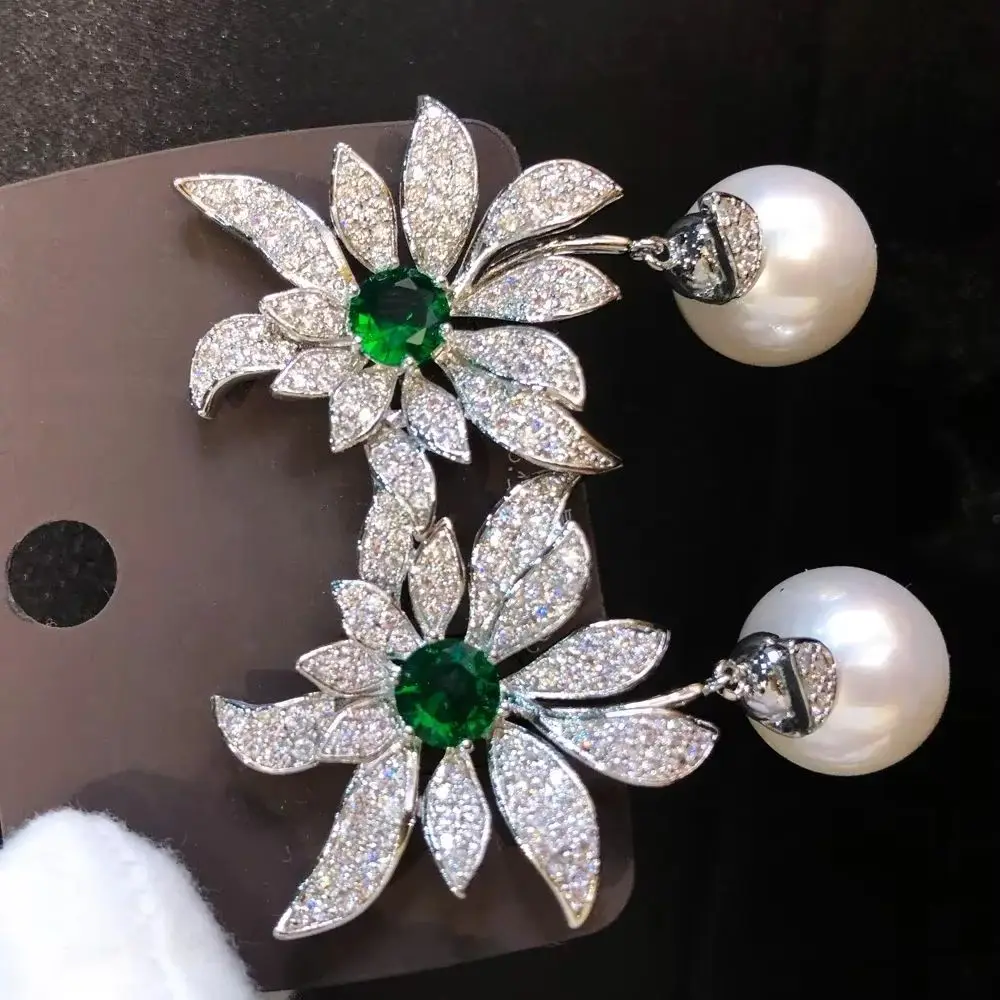 

Soramoore Spring Summer Charm Shiny CZ Pearl Earrings For Women Cubic Zircon Wedding Bridal Jewelry Gift Women Earrings Gift