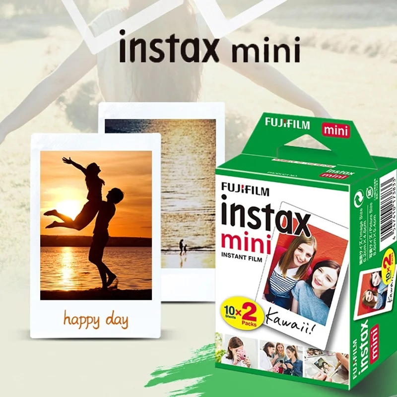 Fujifilm-papel fotográfico para cámara instantánea FUJI Instax Mini, hojas de papel fotográfico con borde blanco para cámara fotográfica instantánea