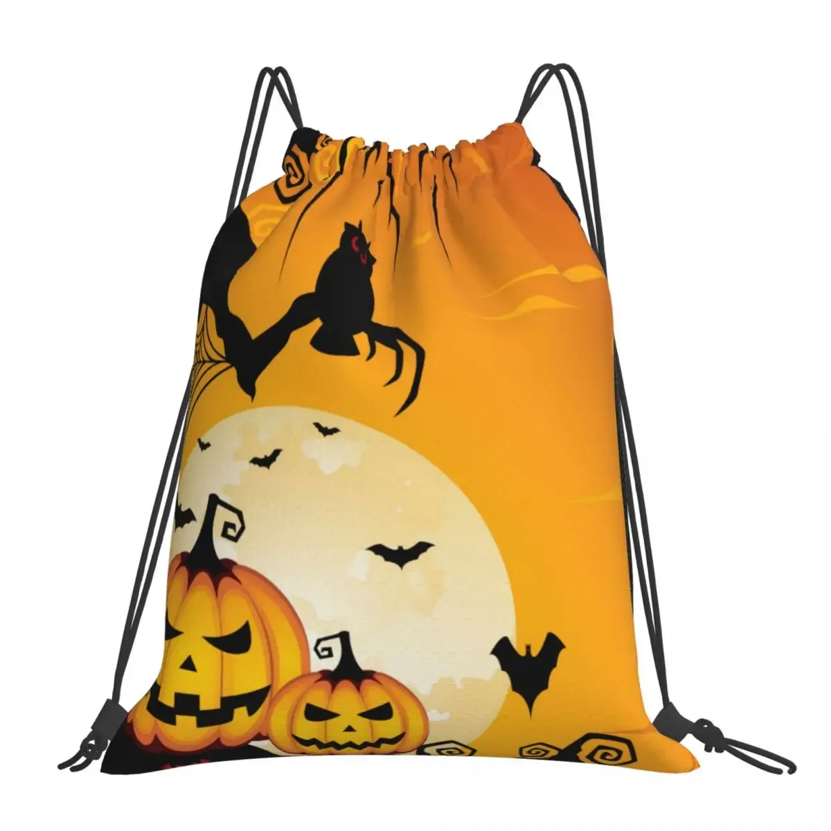 Mochilas de calabaza de Halloween, bolsas con cordón portátiles a la moda, paquete con cordón, zapatos de bolsillo, bolsa para libros para hombre, mujer, estudiantes