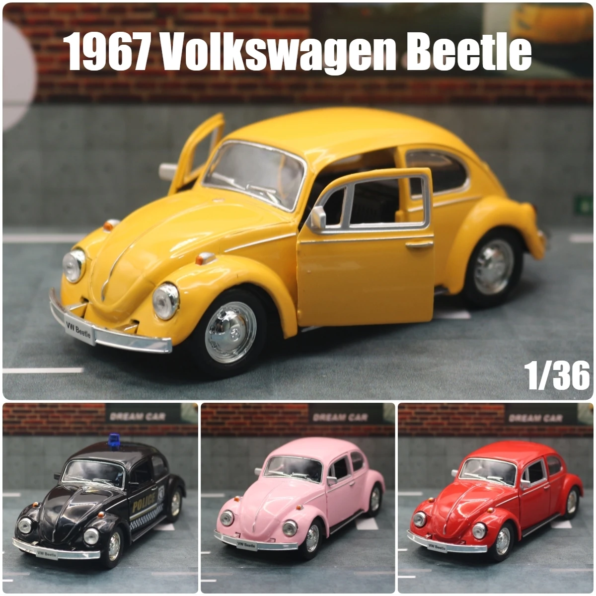 1/36 Volkswagen Classical Beetle Toy Car For Children RMZ CiTY Diecast Miniature Model Pull Back Collection Gift For Kid Boys